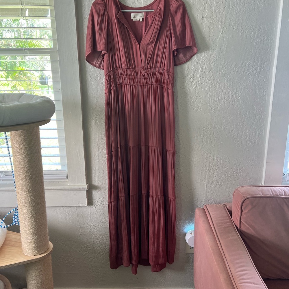 Anthropologie Deep Rose Maxi Dress